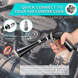 GOCCIDA Tornado Dry Cleaning Gun with Brass Adjustable Air Flow Nozzle,Air Blower Gun Quickly Blasts Dirt and Dust from Surface Works with Air Compressor Black