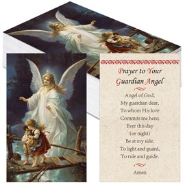 Motiskyy 100 Pcs Guardian Angel Prayer Cards Prayer to Your Guardian Angel Laminated Cardstock Catholic Holy Cards with Scripture of Protection Inspirational Christian Gift, 4x2. 5 Inch