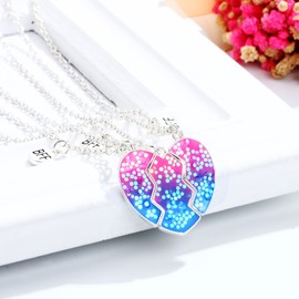 COLORFUL BLING BFF Gift 2Pcs Lovely Magnetic Avocado Whale Dophin Alpaca Ghost Love Heart Pendant Necklace Set Matching Necklace for Sisters (dolphin)