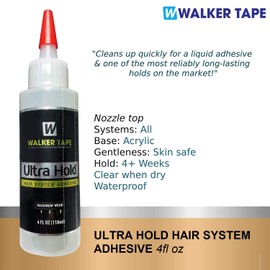 Ultra Hold Hair System Adhesive 4oz w/White Hair Sectioning Clip Bundle Pack | Waterproof Invisible Long-Lasting | Front Bonding Weave Toupees Wigs Extensions Lace Wig Glue | Bold Hold Adhesive
