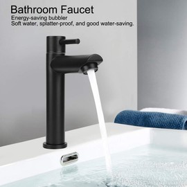 G1/2 Inch Stainless Steel Sink Single Cold Tap Tap for Bathroom Toilet Black Sink Taps (#2)
