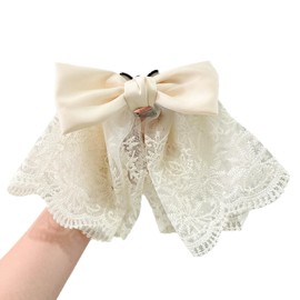 Ponhey Hair Clip, Ribbon, Hair Accessory, Adult, Elegant, Lace x Satin Luxurious Design, Cute, Popular, Korean Style, Ribbon, Hair Ornament, Lightweight, Strong, Simple, Simple, Everyday Use, Work