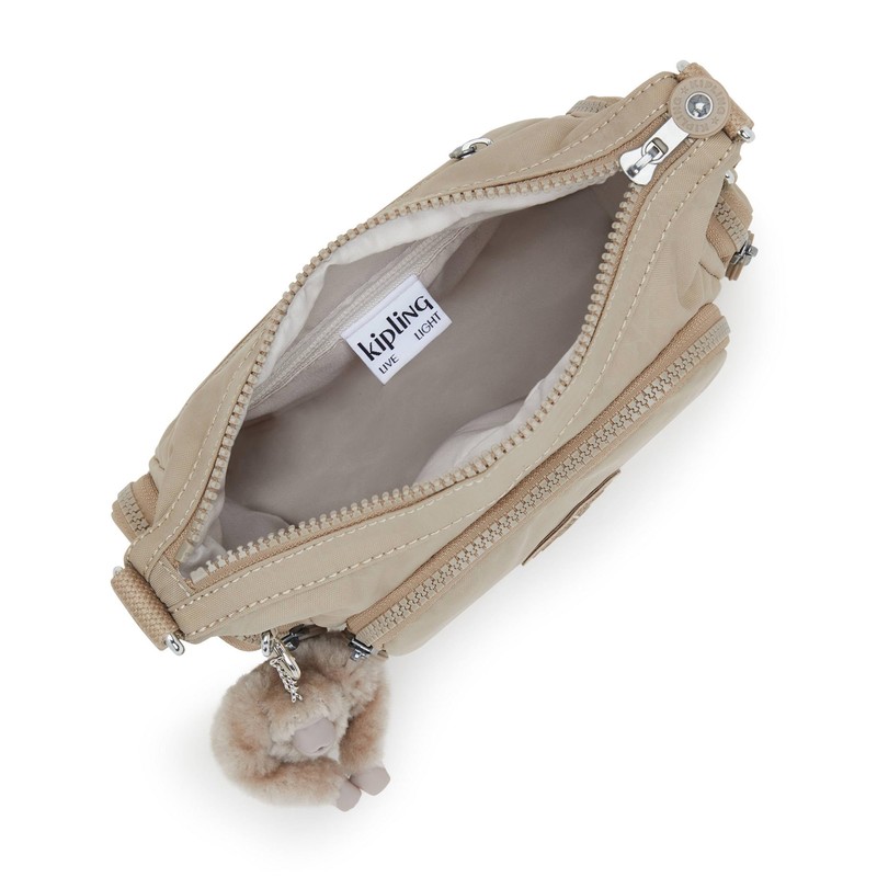 Kipling Gabbie Mini Printed Crossbody Bag Sign Beige Emb