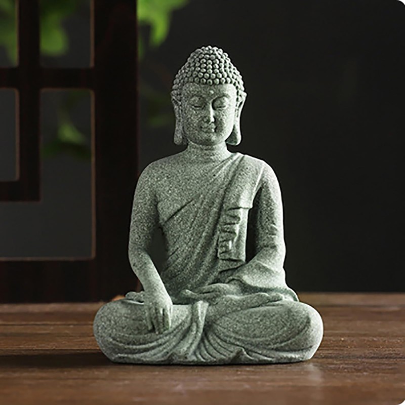 RemeeHi Stone Buddha Statue Decoration for Praying Good Luck Figurine