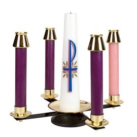 Wrought IronBrass Advent Wreath 3H 18 dia 5 12 center dia base