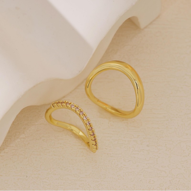 Gold Stackable Rings for Women,14k Gold Plated Cubic Zirconia Rings