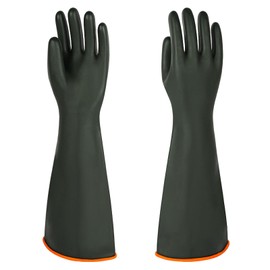 Heavy Latex Chemical Resistant Gloves - Reusable Long Rubber Dishwashing Gloves with Forearm Protection for Men - Waterproof, Industrial Safety Gear, Acid & Alkali Resistant, Oil-Proof，22“XL,1 Pair