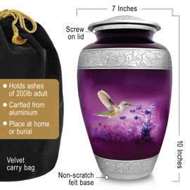 Loving Tribute Hummingbird Cremation Urn for Adult Human Ashes - Large Handcrafted Funeral Memorial to Remember Loved Ones