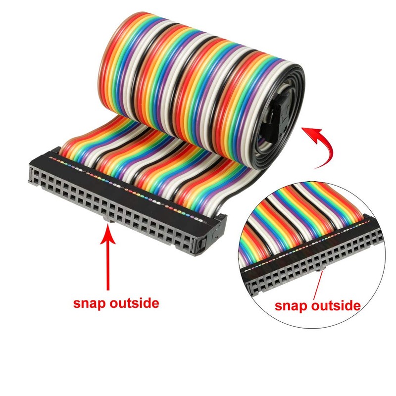 sourcing map IDC Ribbon Cable Coloured Rainbow Wire 40 Pins