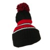 City Hunter Two Tone Striped Knit Pom Beanie - Black