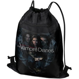 LOGOVISION Vampire Diaries Hearts Desire Drawstring Backpack Sports Bag Sackpack 17" x 13", Perfect for Gym, Yoga or Practice