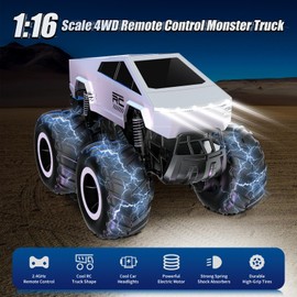 BLBAISH 1:16 Remote Control Car, 2.4GHz Waterproof RC Cars, 4WD Amphibious RC Truck, All Terrain Off-Road Remote Control Monster Truck, Pick-up RC Car Toy for Boys Girls Ages 6+