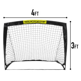 Franklin Sports Blackhawk Backyard Soccer Goal - Portable Kids Soccer Net - Pop Up Folding Indoor + Outdoor Goals - 6'6" x 3'3" - Black