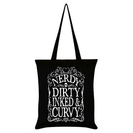 Grindstore Nerdy Dirty Inked & Curvy Tote Bag Black 38x42cm
