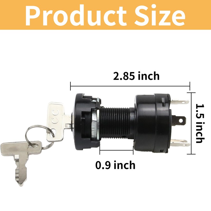 WHITE HAND Golf Cart Ignition Switch with 2 Keys 4