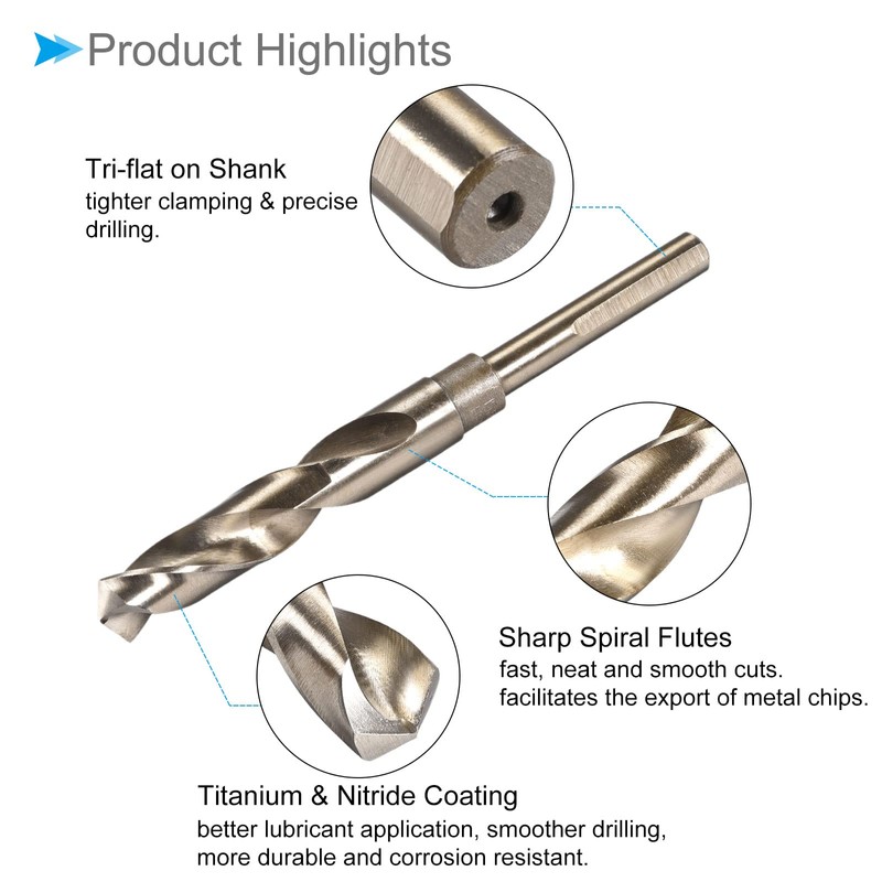 CoCud Pinch Shank Drill 15.5mm Advanced Titanium & Nitride Coated