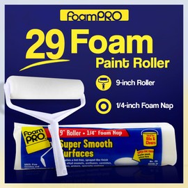 FoamPRO 29 Foam Paint Roller, 9" x 1/4" - Smooth Surface Foam Roller for Doors, Cabinets, & Metal - High Density Foam for Oil & Water-Based Paints - Streak-Free, Lint-Free Results - 1 Piece