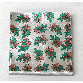 Candy Molds N More 3 x 3 inch Christmas Holly Confectionery Foil Wrappers, 500 Sheets