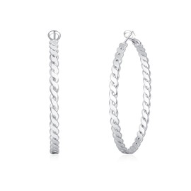 VEEDOFA 925 Sterling Silver Earrings Lightweight Hypoallergenic Large Silver Hoops Earrings for Women