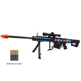 Barrett Sniper Rifle Machine Gun M82A1 Toy War Gun for Kids Boys 107cm High-Powered Flash Electric Gun with Flashing Lights, Firing Sound and Vibration