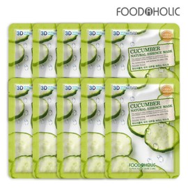 Foodaholic 3D Cucumber Natural Essence Mask Pack (10 sheets) / 푸드어홀릭3D 오이 내추럴에센스 마스크팩(10매)