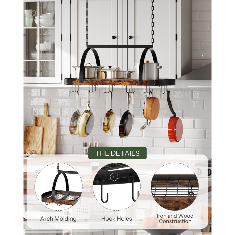 CHOEZON Hanging Pot Rack, Pot Hanger for Kitchen, Ceiling Mounted