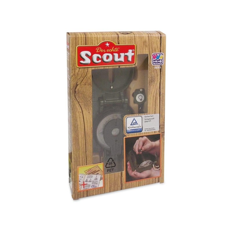Happy People 19351 - Echter Scout Taschenkompass für Entdecker Metallgehäuse