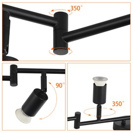 SEEBLEN Black Kitchen Track Lighting Fixtures Ceiling, 4 Light LED Track Lighting Kit, Modern Ceiling Spotlight with Rotatable Light Head,Gu10 Bulbs Not Included.