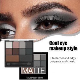Black Eyeshadow - Matte Smokey Eyeshadow Palette - Intense Pigment Grey & Black Shades, Waterproof & Long-Lasting. Includes Dual-Ended Brush for Effortless Smokey Eye Looks, Suitable for Women