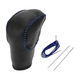 RATCHROLL Gear Shift Knob Cover for Ford for Ranger 2019-2022 Anti-Slip Stick Shifting Handle Protector Faux Leather 1 Pc Pebbled Black Blue