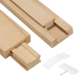 sourcing map 4 Set Wooden Drawer Slides, 11-7/8 (30 CM) Classic Wood Center Guide Track with Plastic Slide Glide Bracket, Wood Drawer Glides Bottom Rails Replacement Kit