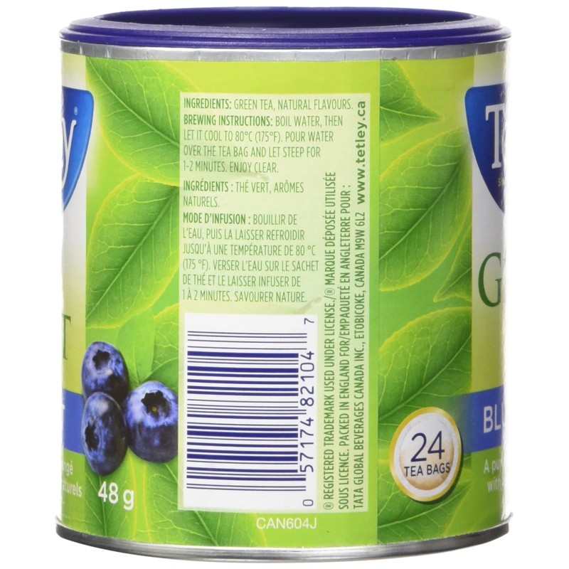 Tetley Blueberry Green Tea - 24 Tea Bags, 48 Grams,