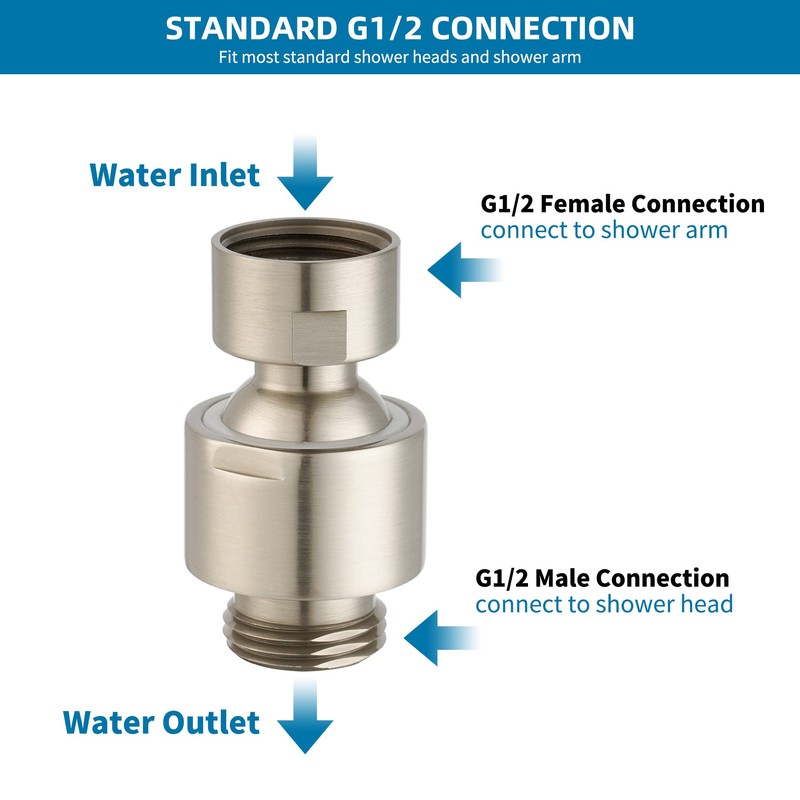 Hibbent All Metal Shower Head Swivel Ball Joint Adapter, Conector
