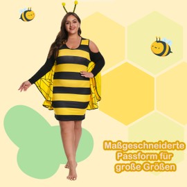 Playnett Bee Costume Women's Costume Bee Costume Bee Adult XXL Plus Size Fancy Dress