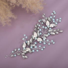 Rumtock Mint Green Rhinestones Headband for Women Wedding Bridal Boho Hair Piece Short Cute Hair Jewelry (Mint Green)