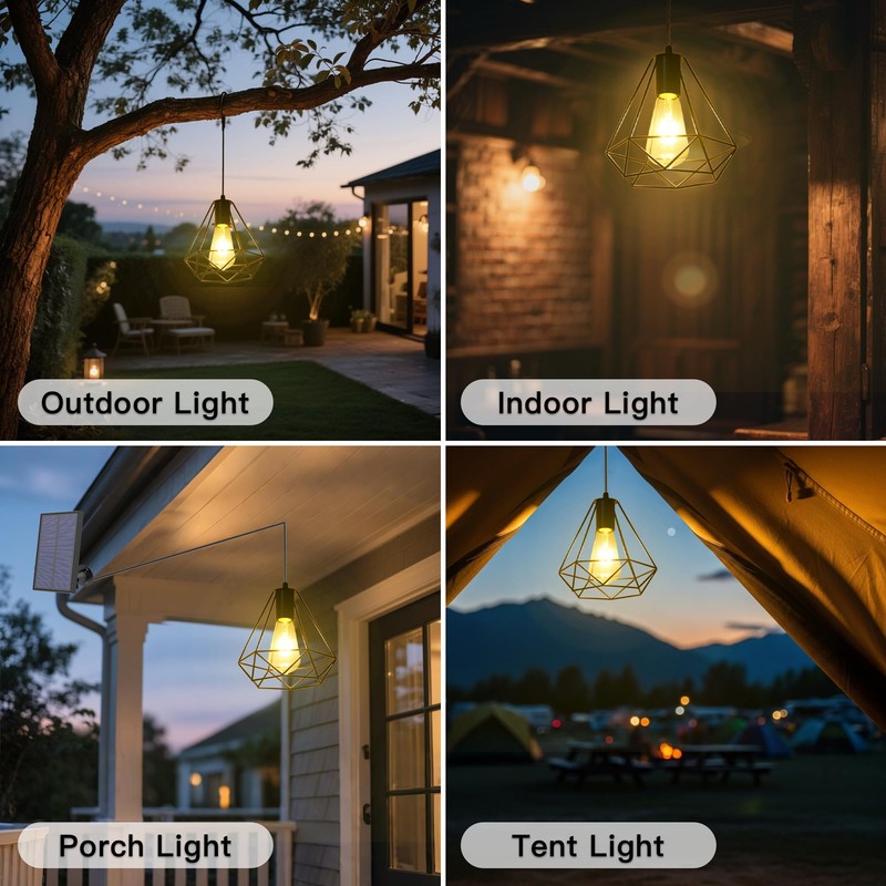 YUMAMEI Solar Pendant Lights, Solar Powered Shed Light with Pull