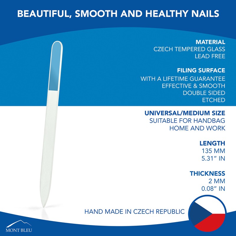 Mont Bleu Coloured Glass Nail File in Black Velvet Bag