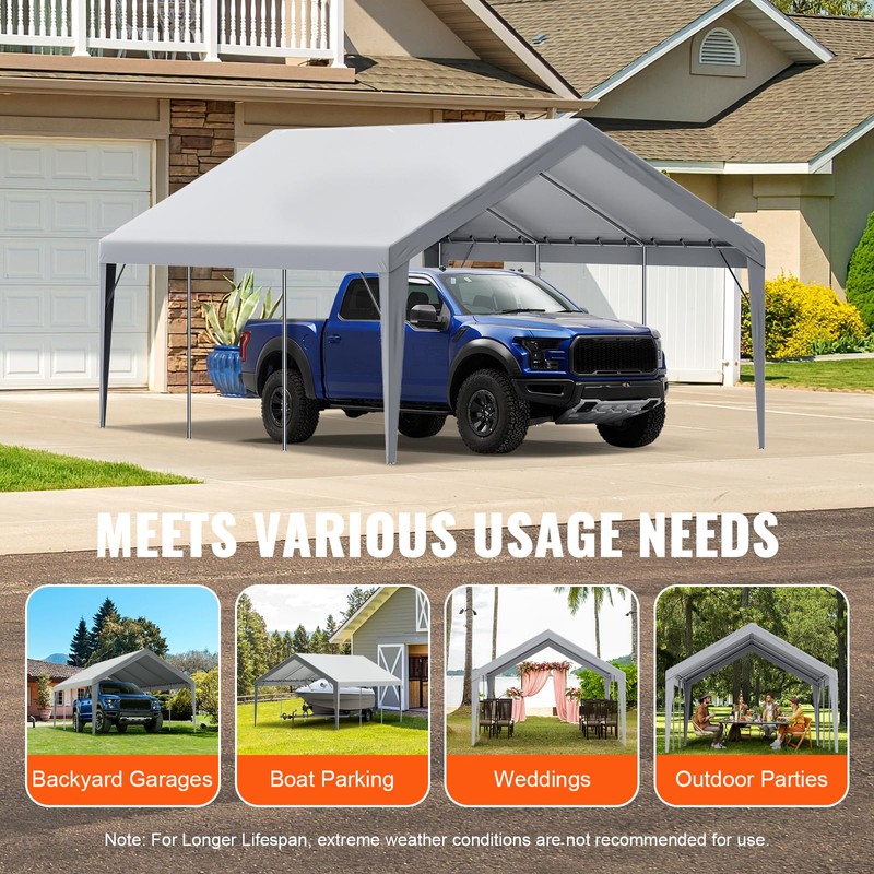 VEVOR Carport Replacement Canopy Cover 13 x 20 ft, Garage
