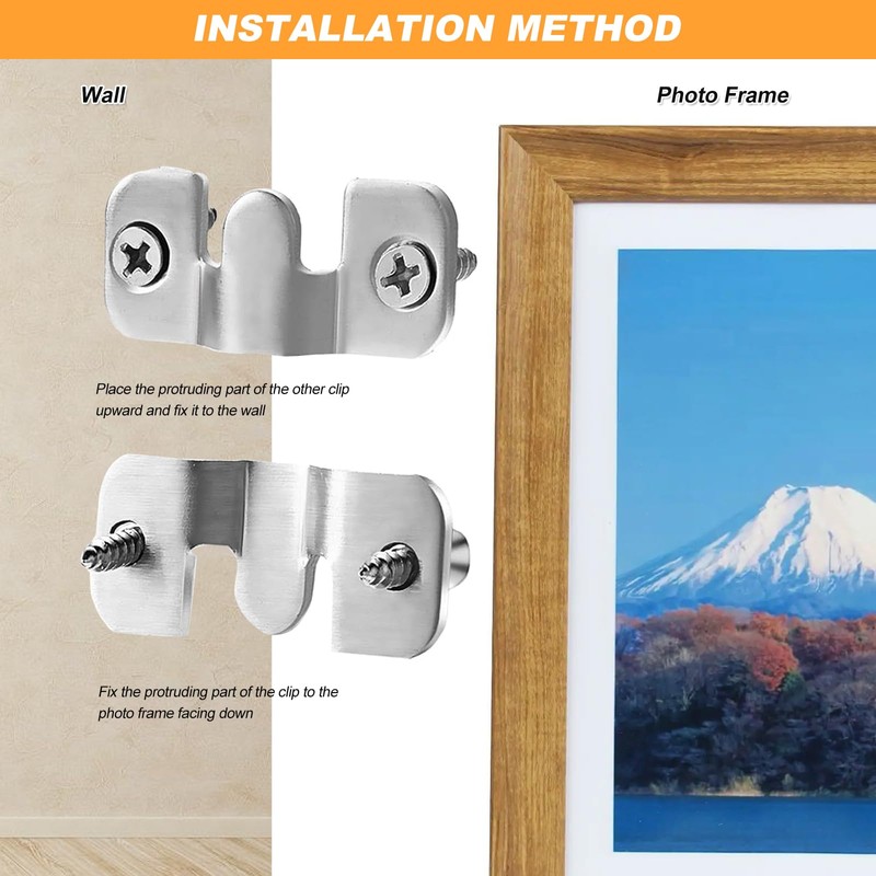 Picture Frame Hanger Bracket 12 Pieces Furniture Connectors Interlocking Flush-Mounted