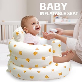 Inflatable Baby Chair, AirSwim Baby Inflatable Seat for Babies 3 Months and Up Summer Inflatable Baby Seat for Sitting Up, Blow Up Baby Floor Seat with Built in Air Pump, Tiger
