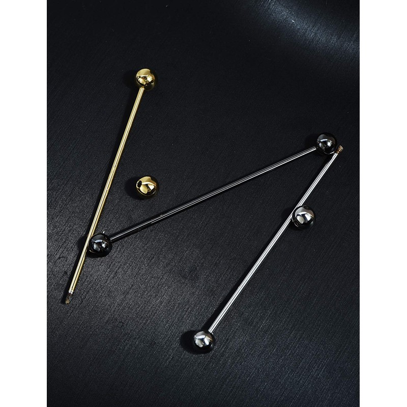 3PCS Classic Ball Head Brass Shirt Collar Bar Tie Pins
