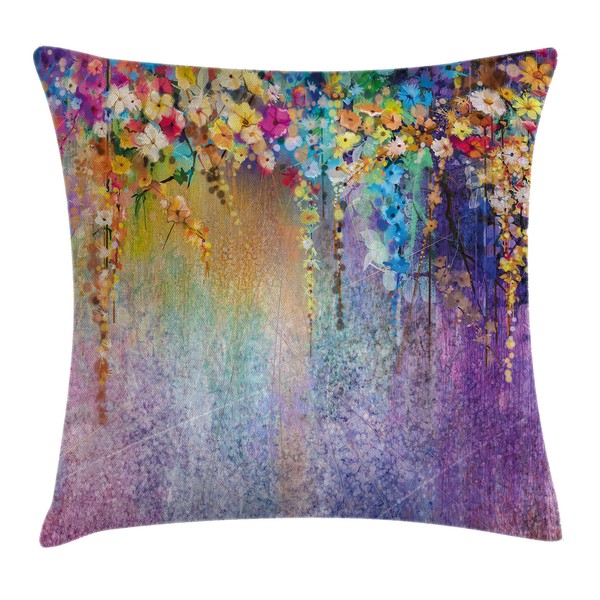 Ambesonne Flower Throw Pillow Cushion Cover, Abstract Herbs Weeds Alternative