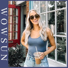 WOWSUN Polarized Sunglasses for Women Vintage Round Mirrored Lens