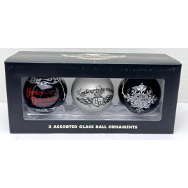 2006 Harley Davidson 3-Pack Ball Glass Holiday Ornament 96917-07V