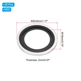 PATIKIL M22 Self-Centered Bonded Sealing Gasket, 30Pcs NBR Metal Bonded Sealing Washers Automotive Washers for Mechanical, Plumbing, Cylinder Repairs