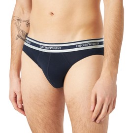Emporio Armani Men's Stretch Cotton Shiny Logoband Brief, Marine, L