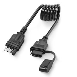 Nilight 4 Way Flat Trailer Coiled Extension Cable 3 Feet Heavy Duty Jacket Cable Male and Female Wiring Harness Adapter 36" Stretchable 18AWG Vehicle-Side & Trailer-Side Adapter Cord, 2 Years Warranty