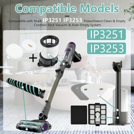 Replacement Accessories Compatible with Shark IP3251 IP3253 Cordless Vacuum Cleaner (1 roller brush + 2 filters + 6 filter pads + 2 Auto-Empty System filters + 4 Auto-Empty System filter pads)