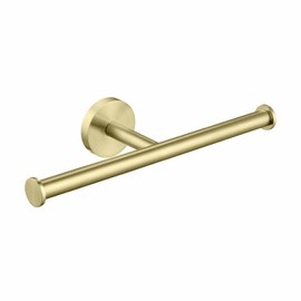 KIBI Circular Double Toilet Paper Holder for Bathroom, Solid Brass Wall Mounted Paper Towel Hanger (Brushed Gold) (KBA1408)