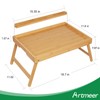 Bed Tray Table with Handles Folding Legs, Bamboo Breakfast Food